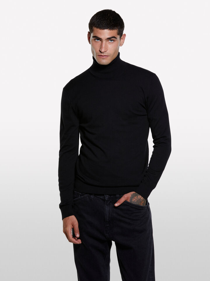Schwarzer Pullover mit hohem Kragen - pullover hoher kragen für herren - Schwarz | Sisley image number 3